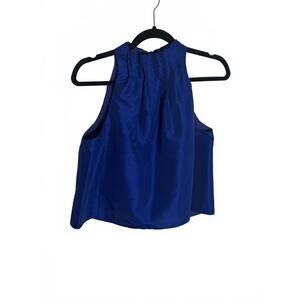 Y2K Bright Blue Pleat Neck Going out Top